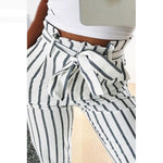 Load image into Gallery viewer, Women Striped Long Tie High Waist Ladies Pants
