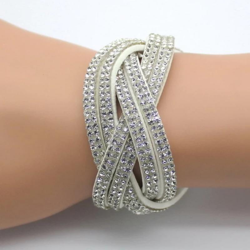 Women High Quality Rhinestone Wrap Charm Crystal Bracelet