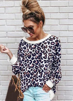 Load image into Gallery viewer, Leopard Streetwear Round Neckline Sweatshirts TOPS.FL
