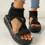 Load image into Gallery viewer, Woven fabric thick sole sandals
