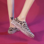 Load image into Gallery viewer, Leopard Rivet Embellished Lace-Up Sneakers
