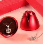 Load image into Gallery viewer, Heart necklace Set with rose
