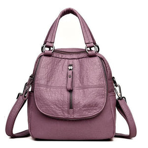 Fashion Leather Multipurpose Backpack Shoulder Handbag